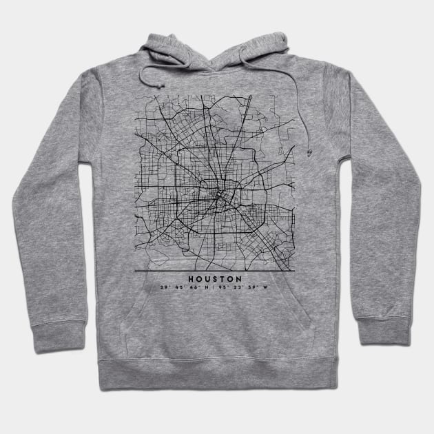 HOUSTON TEXAS BLACK CITY STREET MAP ART Hoodie by deificusArt